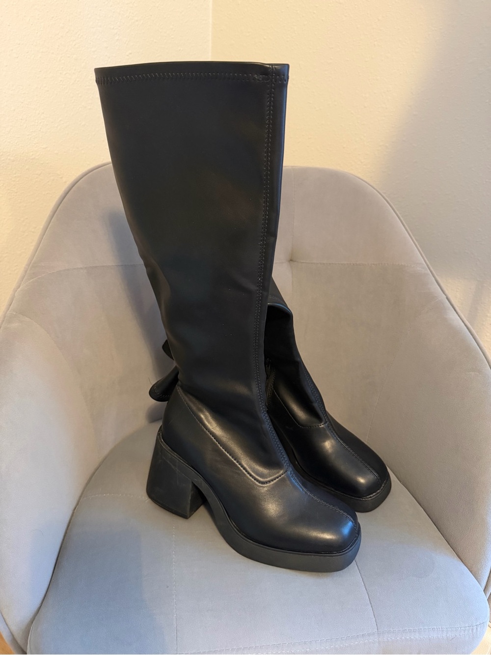 Target Black Knee High Platform Block Heel Boots